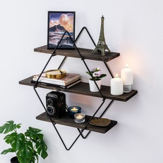 Ραφιέρα 24mall Gladiolo  από Μέταλλο/Ξύλο 60x15x40 cm - Ανθρακί/Μαύρο image 2