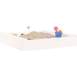 VidaXL Αμμοδόχος με Καθίσματα Τετράγωνη 111x111x20cm Ξύλινη - Λευκό