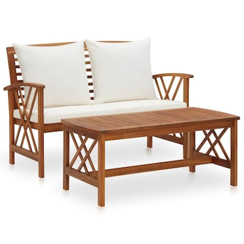 Σαλόνι Κήπου Vidaxl 2 Τμχ Με Μαξιλάρια Από Μασίφ Ξύλο Ακακίας