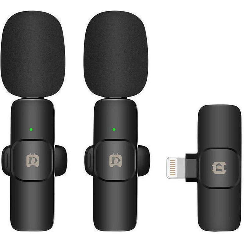 Ασύρματο Μικρόφωνο PULUZ PU3150B Πυκνωτικό Πέτου με Lightning Σύνδεση, Noise Reduction Διπλό Μικρόφωνο για iPhone/iPad