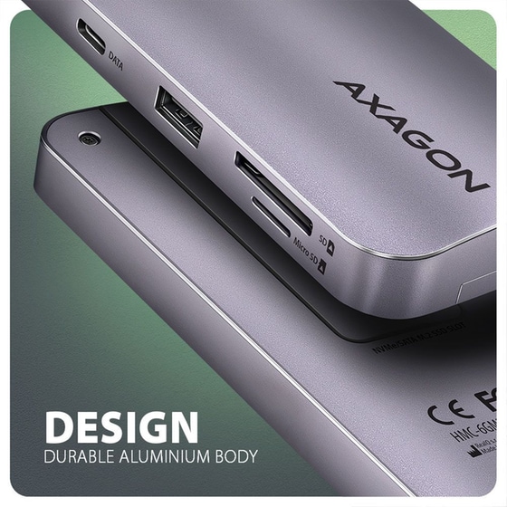 USB Hub Axagon HMC-6GM2 USB-C με  6 θύρες - Γκρι image 5