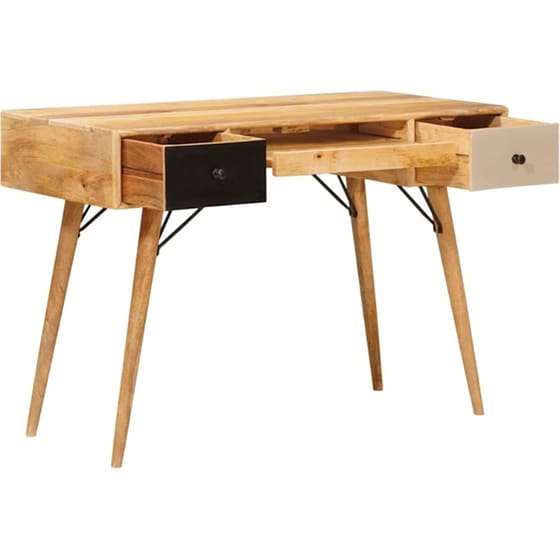 Γραφείο Γραφής VidaXL από Μασίφ Ξύλο Μάνγκο 110x55x76 cm - Καφέ image 2