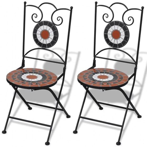 Καρέκλες Bistro Vidaxl Πτυσσόμενες Κεραμικές 2 Τεμ. 37x44x 89cm - Τερακότα/Λευκό image 1