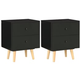 Κομοδίνο Vidaxl Από Μασίφ Ξύλο Πεύκου 2τμχ 40x30x50 cm - Μαύρο