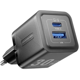 Φορτιστής Πρίζας Vention TZ-FEQB0-EU-01 GaN 30W USB-C/USB-A - Μαύρο