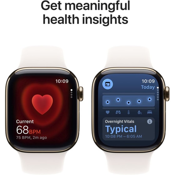 Apple Watch Series 11 GPS + Cellular 46mm Gold Titanium Case with Light Blush Sport Band - S/M image 4