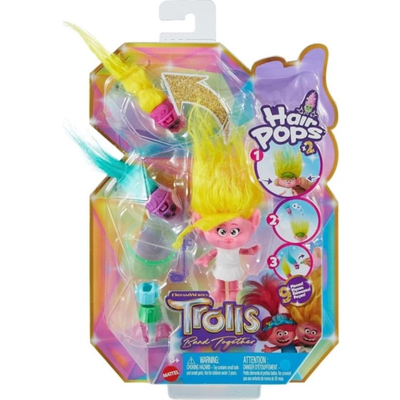Κούκλα Mattel Trolls 3 Band Together Ευχούληδες Mini Hair Pops - Viva (HNF11) image 4