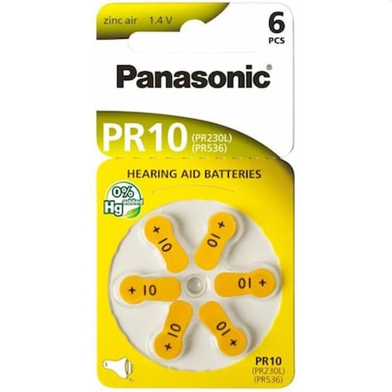 Panasonic Μπαταρίες Ακουστικών Βαρηκοΐας 1,4v Zinc Air Type 10/pr70 Blister 6 Τεμαχίων