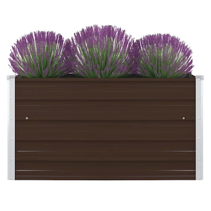 VIDAXL Vidaxl Ζαρντινιέρα Ψηλή Καφέ 100 X 100 X 45 Εκ. Γαλβανισμένος Χάλυβας