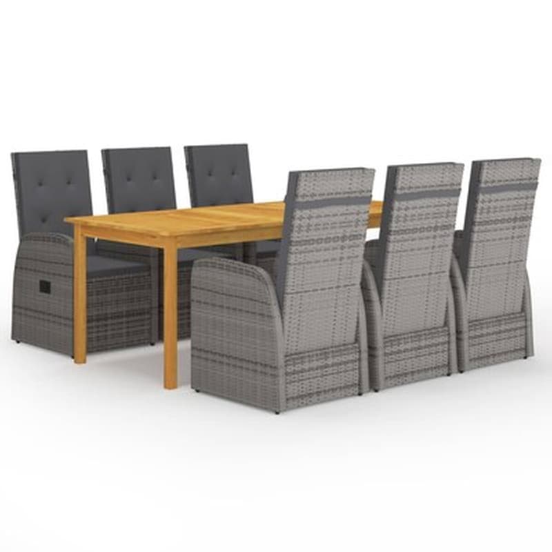 Vidaxl Σετ Τραπεζαρίας Κήπου 7 Τεμαχίων Γκρι VIDAXL