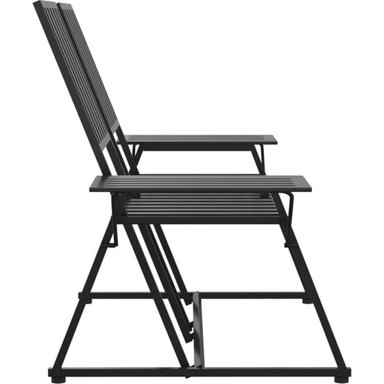 Διθέσιο Παγκάκι Κήπου VidaXL Ατσάλινο 165x75x93 cm - Μαύρο image 4