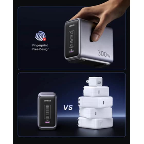 Φορτιστής Laptop - Ugreen Nexode 5-Ports 300W  1xUSB3 4xC + Cbl - Γκρι image 6