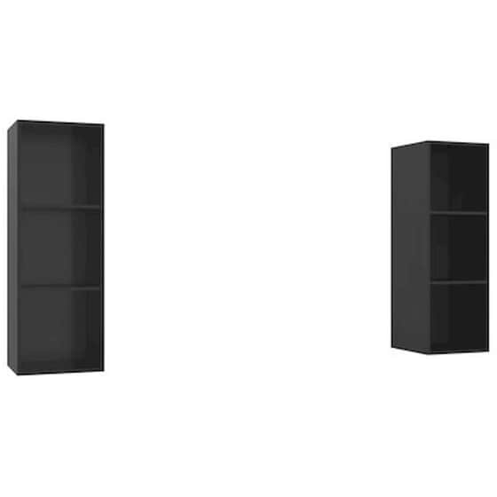 Έπιπλο Τηλεόρασης VidaXL από Μοριοσανίδα 2 Τμχ 37x37x107cm - Μαύρο image 0