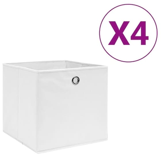 Κουτιά Αποθήκευσης Vidaxl Σετ 4 Τμχ από Ύφασμα 28x28x28 cm - Λευκά image 1