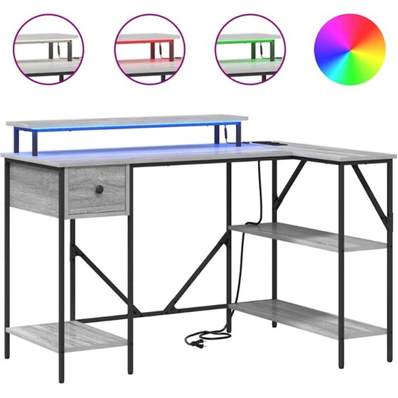 Γραφείο VidaXL από Επεξεργασμένο Ξύλο 120x79x86,5 cm - Γκρι Sonoma image 3