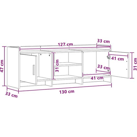 Έπιπλο Τηλεόρασης VidaXL 130 x 33 x 47 cm - Παλαιωμένο Ξύλο image 8