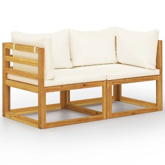 Παγκάκι Κήπου VidaXL Διθέσιο με Μαξιλάρια 70x70x60 cm - Κρεμ image 1