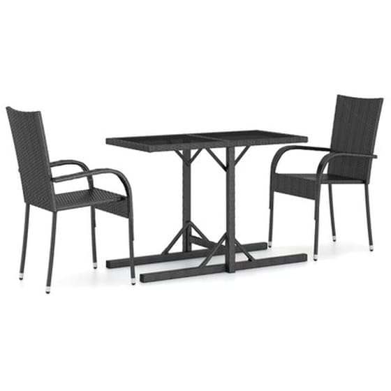 Vidaxl Σετ Τραπεζαρίας Κήπου 3 Τεμαχίων Μαύρο image 1