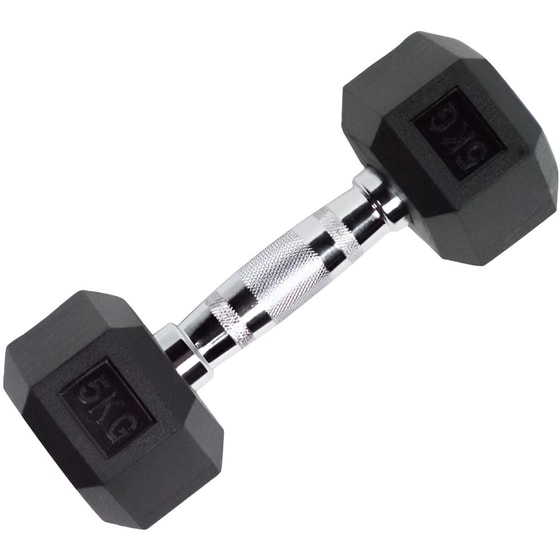 Βαράκι Εξάγωνο 5kg X-Fit 28205 από Χυτοσίδηρο Λαστιχένιο - Μαύρο image 0