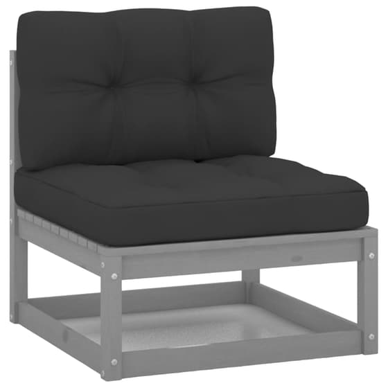 Καναπές Κήπου Τριθέσιος Vidaxl από Μασίφ Ξύλο Πεύκου 70x70x67 cm - Μαύρος/Γκρι image 1