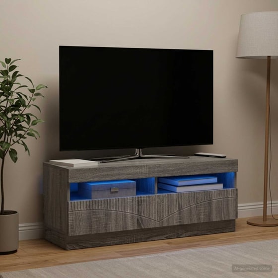 Έπιπλο Τηλεόρασης με LED VidaXL από Επεξεργασμένο Ξύλο - Γκρι Sonoma image 2