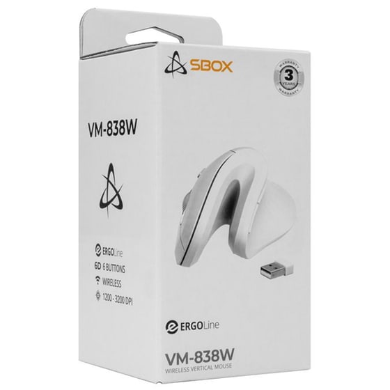 Sbox VM-838W Ασύρματο Vertical Ποντίκι - Λευκό image 5