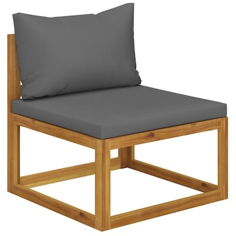 Καναπές μεσαίος Τμηματικός VidaXL με Μαξιλάρι από Μασίφ Ξύλο Ακακίας 68x70x60 cm - Γκρι