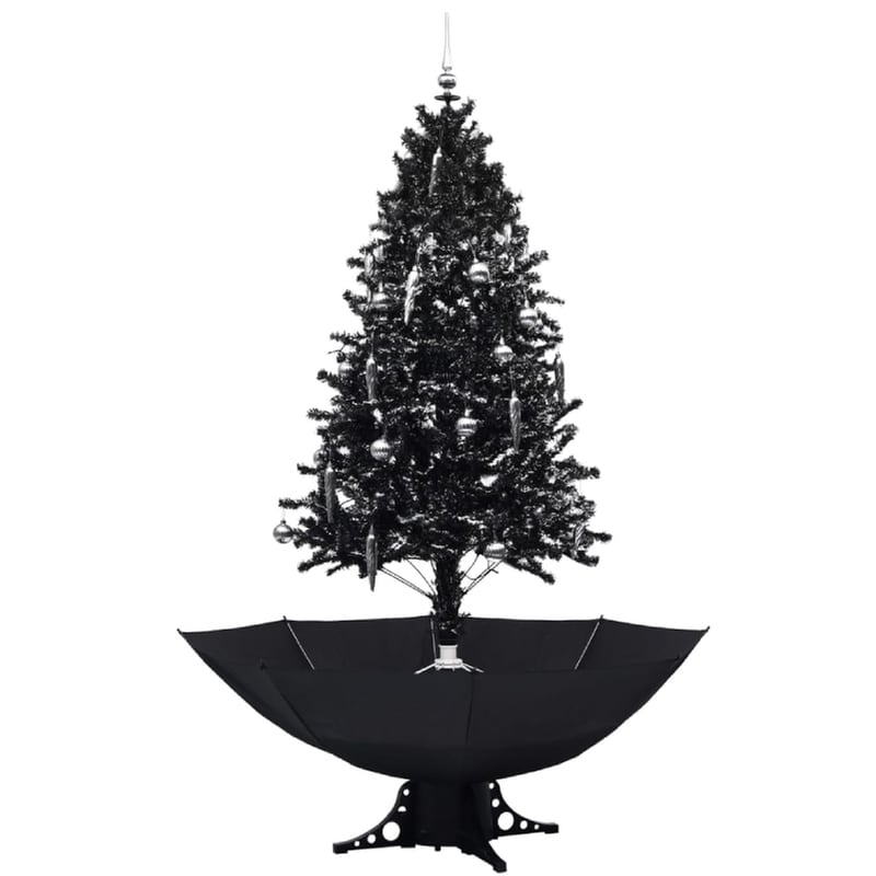VIDAXL Χριστουγεννιάτικο Δέντρο VidaXL Χιονισμένο με Βάση 80 Led 1.90m - Μαύρο