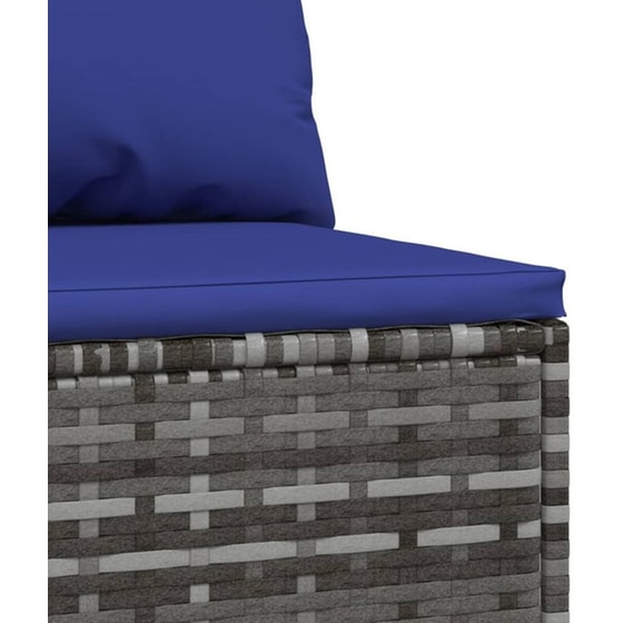 Καναπέδες Κήπου VidaXL με Μαξιλάρια από Συνθετικό Ρατάν 63x63x57.5 cm - Γκρι/Μπλε image 3