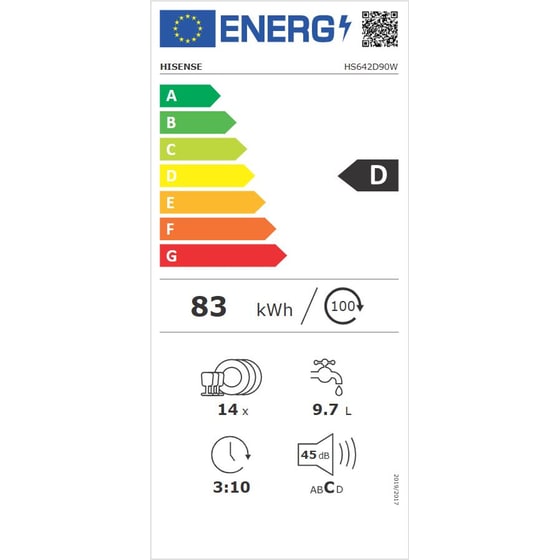 HISENSE HS642D90W για 14 Σερβίτσια Λευκό Πλυντήριο Πιάτων image 9
