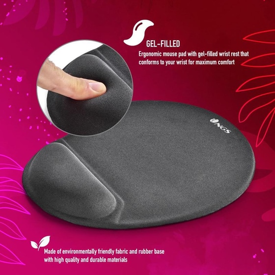 Ngs Kilim Gel Mouse Pad Εργονομικό Αντιολισθητικό 250mm Μαύρο image 4