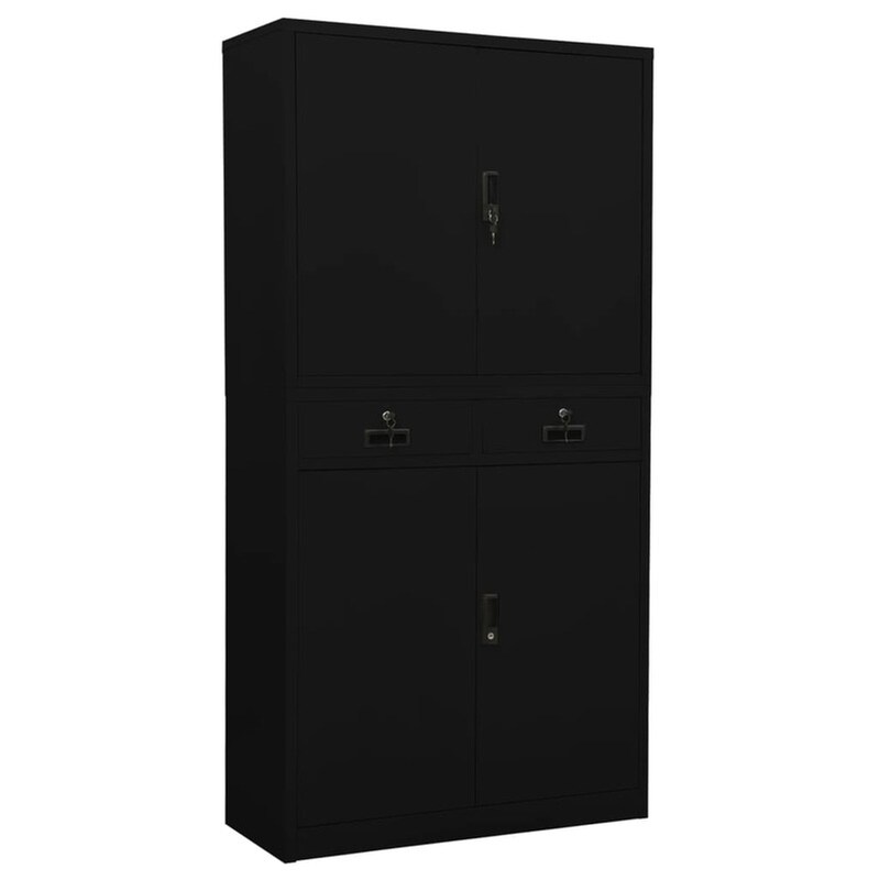 Ντουλάπα Γραφείου Vidaxl Ατσάλινη 90x40x180cm - Μαύρο