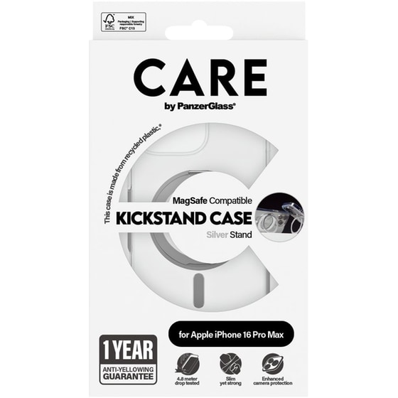 Θήκη Apple iPhone 16 Pro Max - PanzerGlass MagSafe Kickstand Case - Transparent with Black Stand image 3