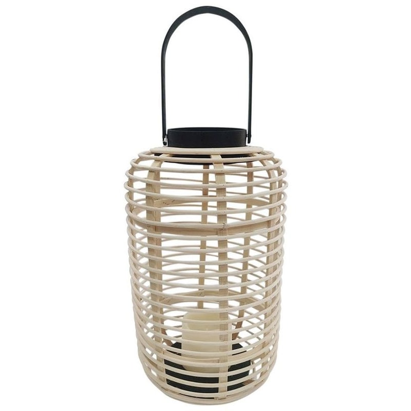 DECOSTAR Φανάρι Led Με Μπαταρία Mod 61159 Ξύλινο Φ21x36 cm - Εκρού
