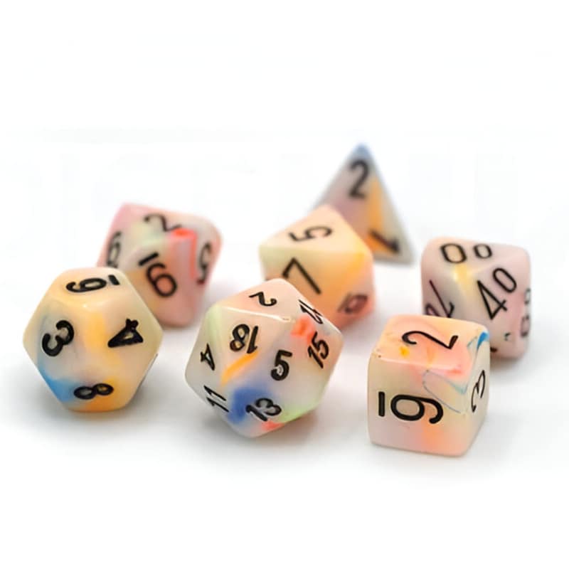 CHESSEX Σετ Ζάρια - 7 Mini Dice Set Festive Polyhedral Circus With Black