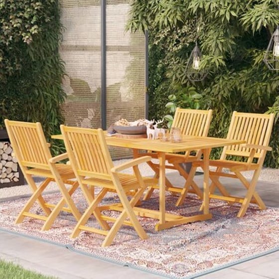 Vidaxl Σετ Τραπεζαρίας Κήπου 5 Τεμαχίων Από Μασίφ Ξύλο Teak image 1