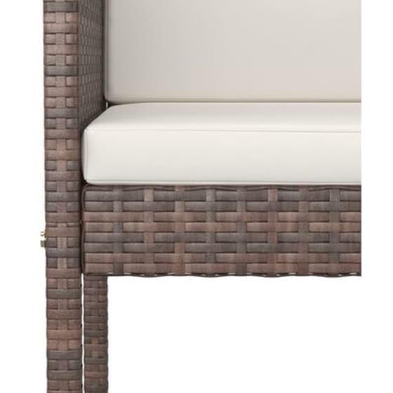 Σκαμπό Κήπου VidaXL με Μαξιλάρια από Ρατάν 50x48x100 cm  2 Τμχ  - Καφέ/Κρεμ image 5