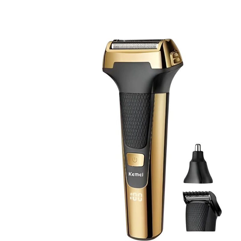 Επαναφορτιζόμενη Ξυριστική Μηχανή Kemei Km-6551 - Χρυσό