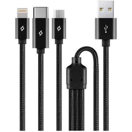 Καλώδιο Φόρτισης TTEC AlumiCable Trio USB-A to USB-C / Lightning / micro USB 1.0m - Μαύρο