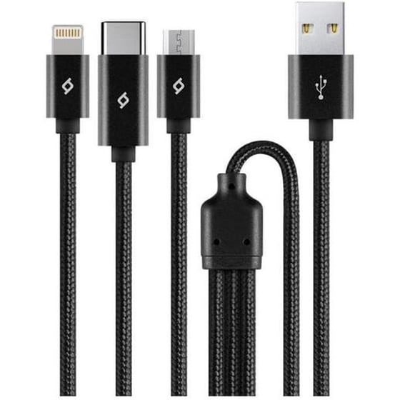 Καλώδιο Φόρτισης TTEC AlumiCable Trio USB-A to USB-C / Lightning / micro USB 1.0m - Μαύρο image 0