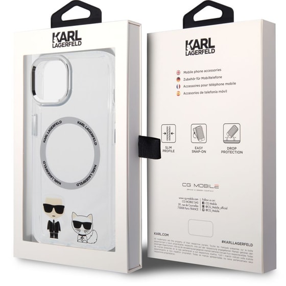 Θήκη Apple iPhone 14 Plus - Karl Lagerfeld MagSafe Ringstand Case IML Ring Karl+Choupette - Clear image 4
