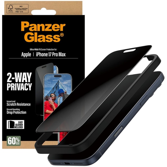Προστατευτικό οθόνης Apple iPhone 17 Pro Max - PanzerGlass 2-Way Privacy Ultra-Wide Fit Screen Protection image 5