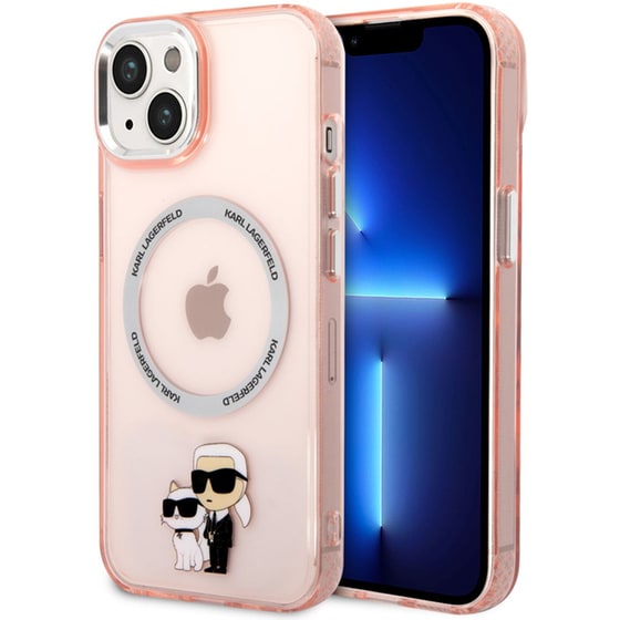 Θήκη Apple iPhone 14 - Karl Lagerfeld MagSafe Ringstand Case IML NFT Karl+Choupette - Pink image 2
