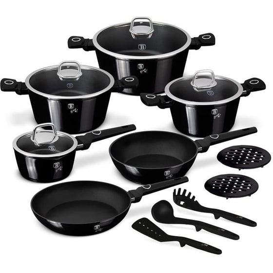 Σετ Μαγειρικά Σκεύη BERLINGER BH-8232 15 τμχ Μαύρο image 0