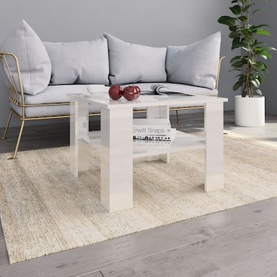 Τραπεζάκι Σαλονιού VidaXL από Μοριοσανίδα 60x60x42cm - Λευκό image 0