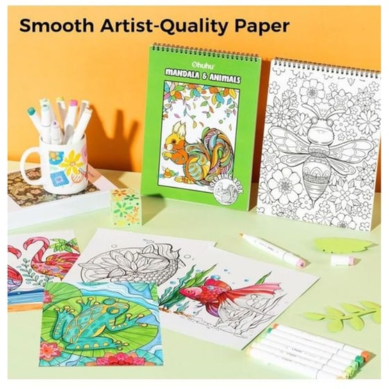 Μπλοκ Σχεδίου Ohuhu Animals and Mandala image 2