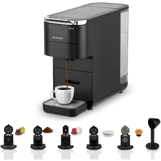 ROHNSON R-98055 ΠΟΛΥΣΥΜΒΑΤΗ Μηχανή Espresso με κάψουλες και αλεσμένο καφέ Μάυρο image 5