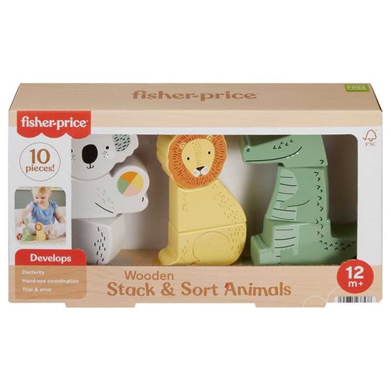 Fisher Price Wooden Stack & Sort Animals Ξύλινα Ζωάκια image 0