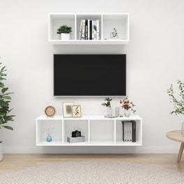 Έπιπλα Τηλεόρασης Vidaxl  Μοριοσανίδα 2 Τμχ  37x37x142.5 cm - Λευκό