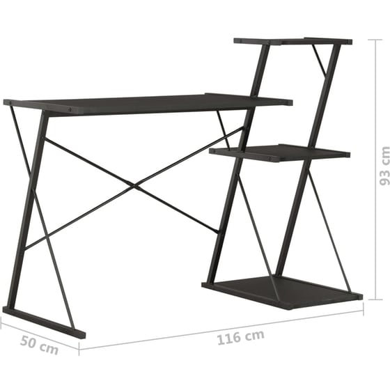 Γραφείο Βιβλιοθήκη VidaXL από Ατσάλι 116x50cm - Μαύρο image 5